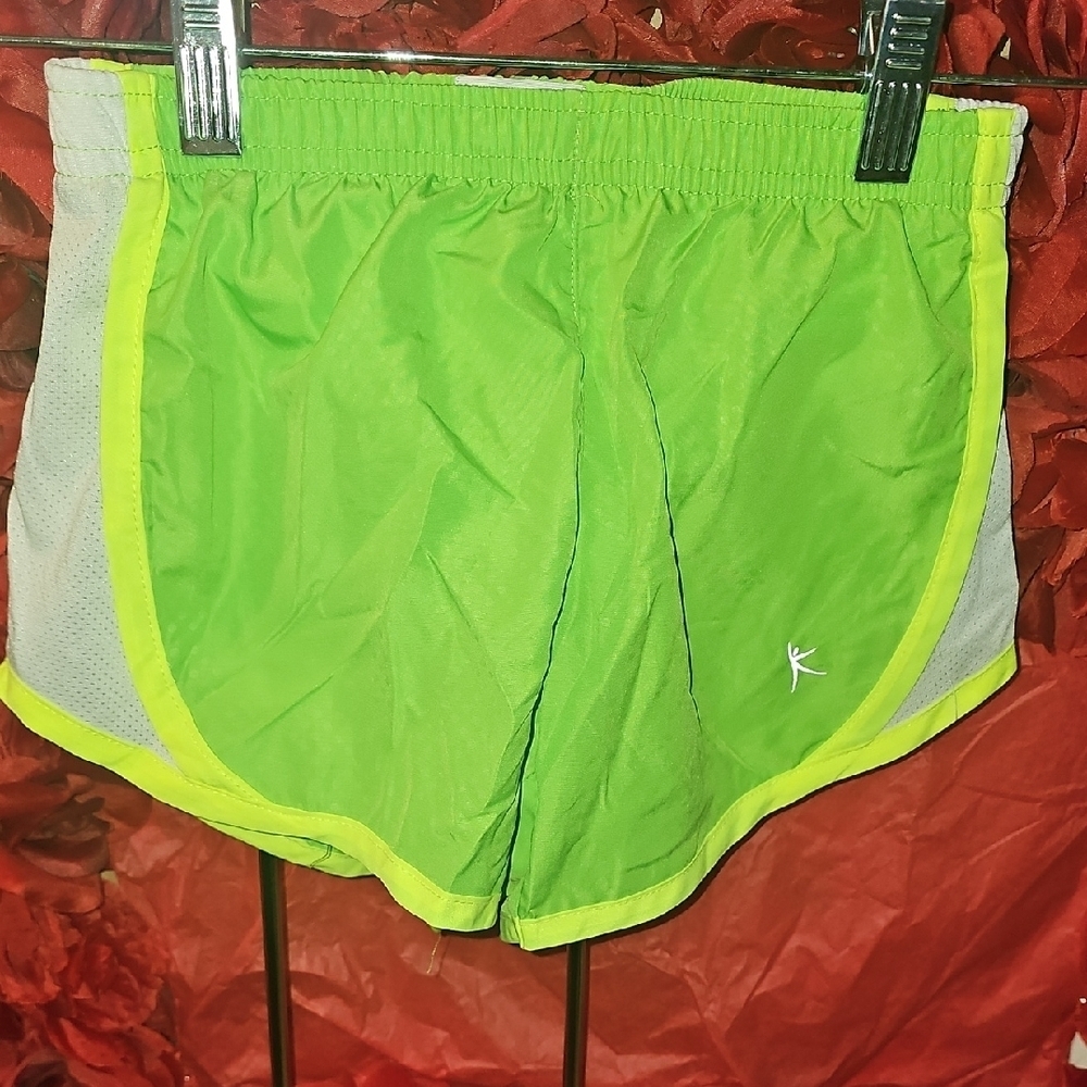 Danskin Now Green and Gray Athletic Shorts Lightweight Elastic Waist Size 6/6X